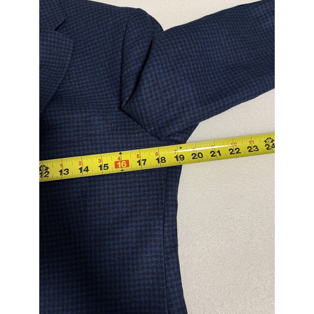 Bruno Magli Blazer Mens 36S Blue Wool Check Two Button Sport Coat Notch Lapel - Picture 12 of 16